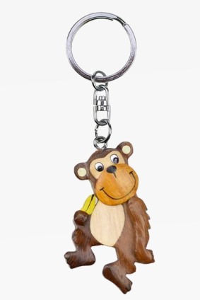 Schlüsselanhänger Holz Affe