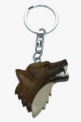 Holz Anhänger Wolfskopf