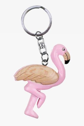 Schlüsselanhänger Holz Flamingo